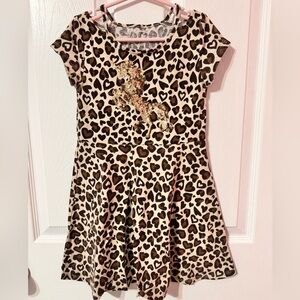 Place Leopard Heart Dress size S (5/6) with Gold Unicorn